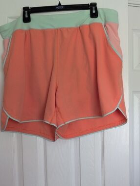 Lands' End Plus Size Coral and Mint Swim Shorts